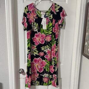 Jams World Black Dress with Pink and Green Floral Design